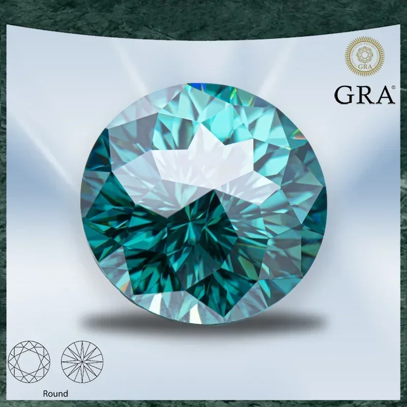 

Moissanite Stones Round Shape Emperor General Cutting Emerald Green Natural Colour with GRA Certificate Jewelry Making Material