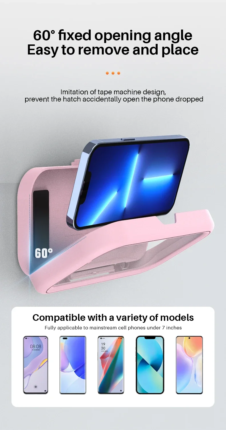Neue Rotation Wasserdichte Badezimmer Telefon Wand Halterung Einstellbare Dusche Telefon Fall Stick auf Wand Bad Wc Telefon Halter – Detail 5