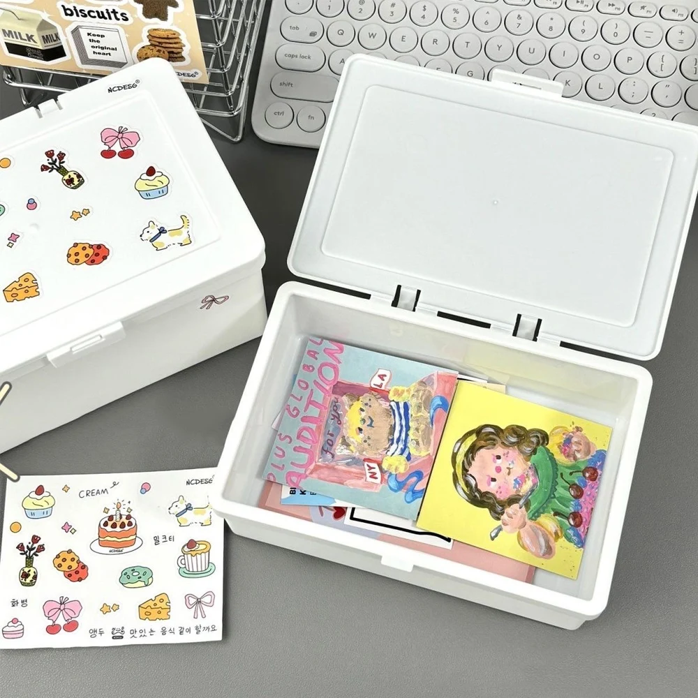 INS White Photocard Storage Box Plastic Photo Card Protective Storage Box Kpop Idol Photocard Holder Star Chasing Supplies