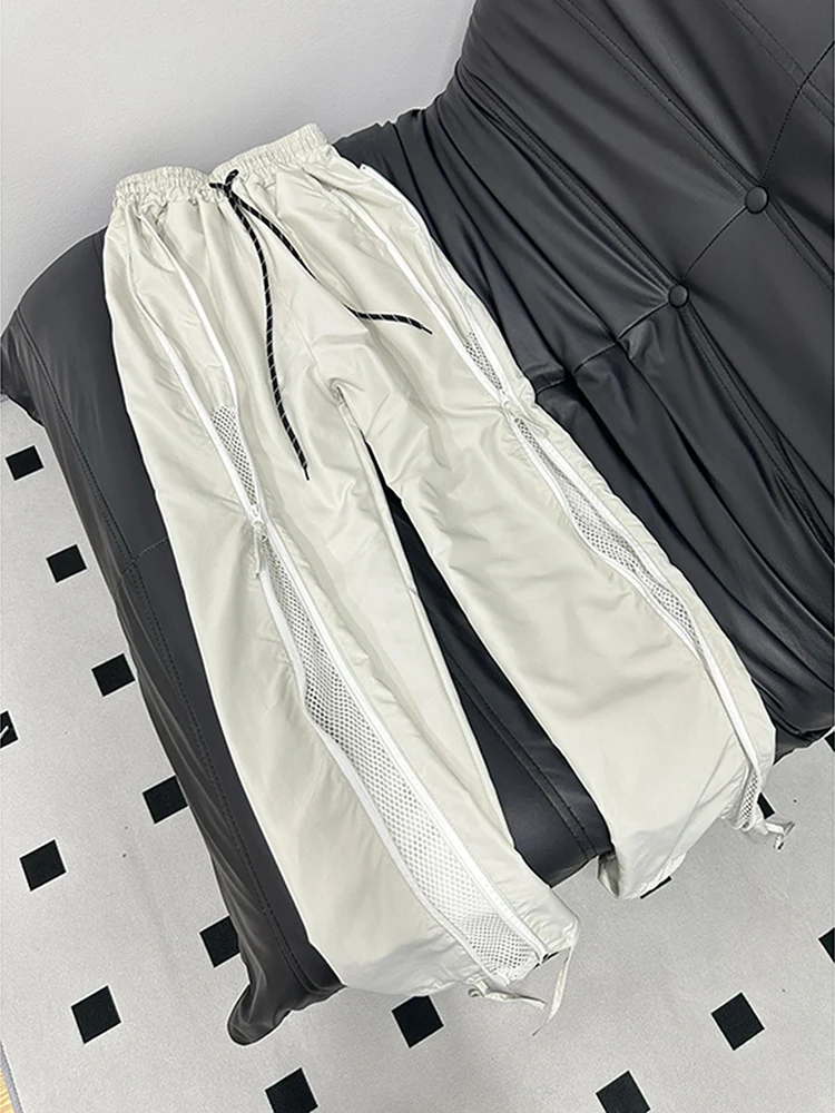 

Брюки на молнии из ледяного шелка, мужские летние тонкие брюки Qui Dry, прямые повседневные американские функциональные спортивные длинные брюки, дышащие свободные брюки