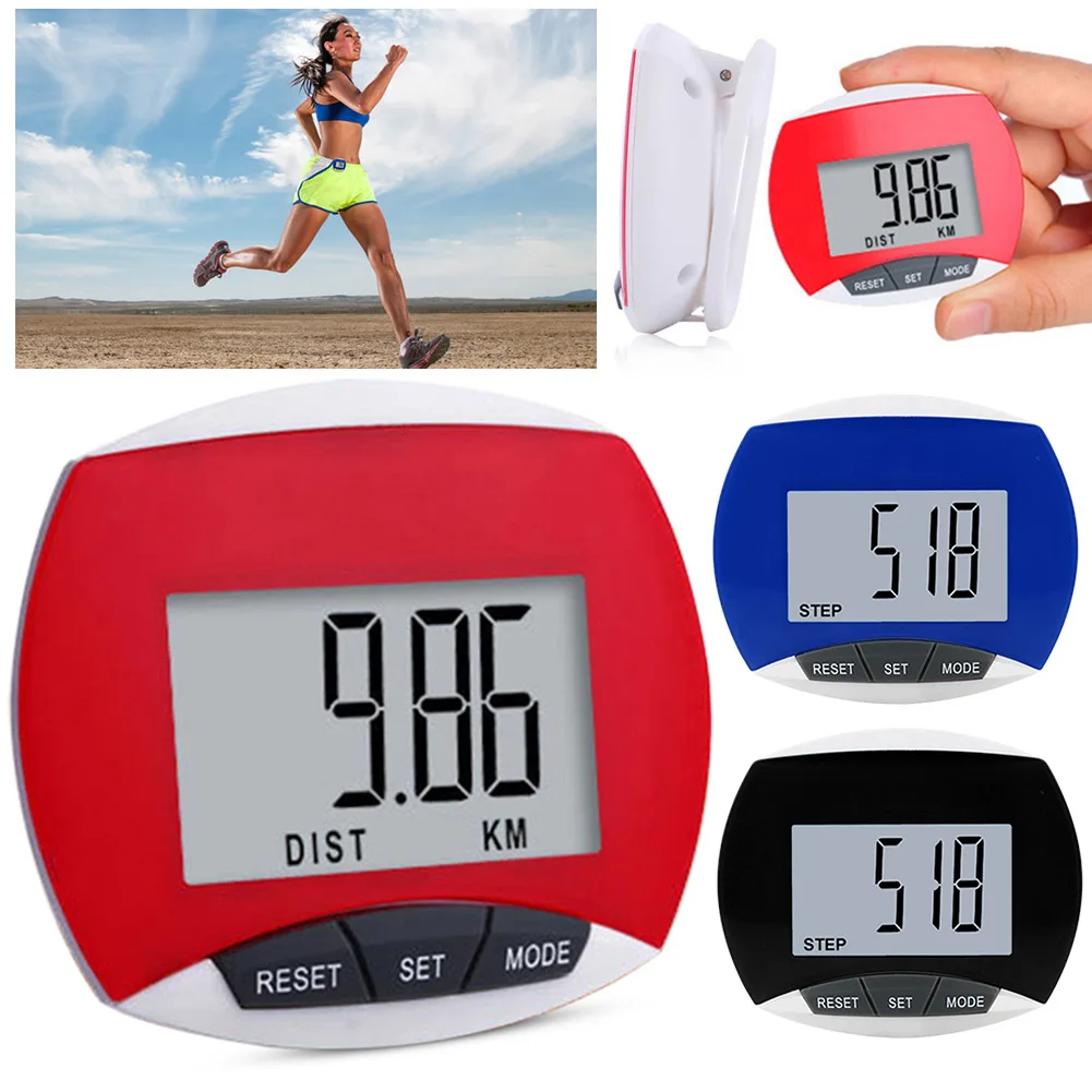 Digital Walking Pedometer Built-in Clip Electronic Running Distance Monitor LCD Display 3D for Men Women Kids Adults Seniors