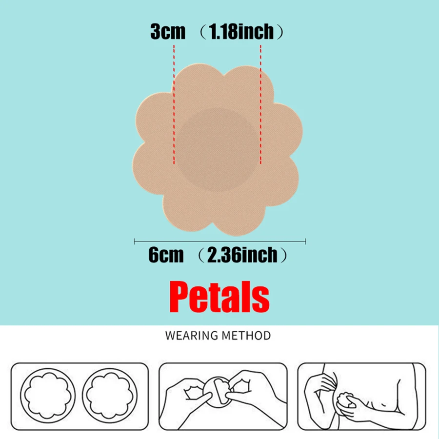 100PC Cloth Nipple Cover Teat Hide Women Disposable Nipple Pasties Piece Breast Petals Invisible Bra Padding Chest Sticker Patch