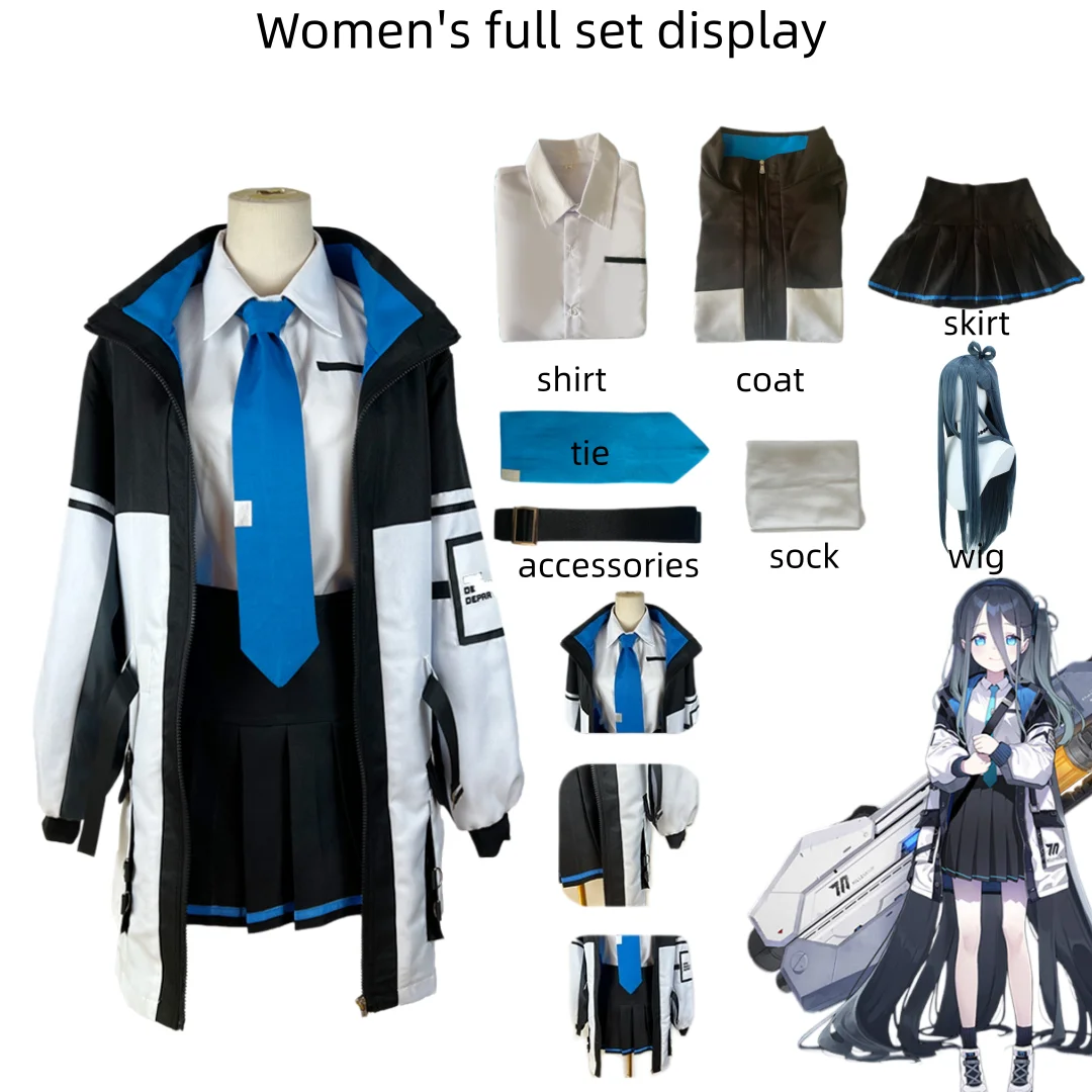 Azure cosplay costume, anime game style women's campus uniform set, including jacket, shirt, tie, and skirt, suitable for Hallow