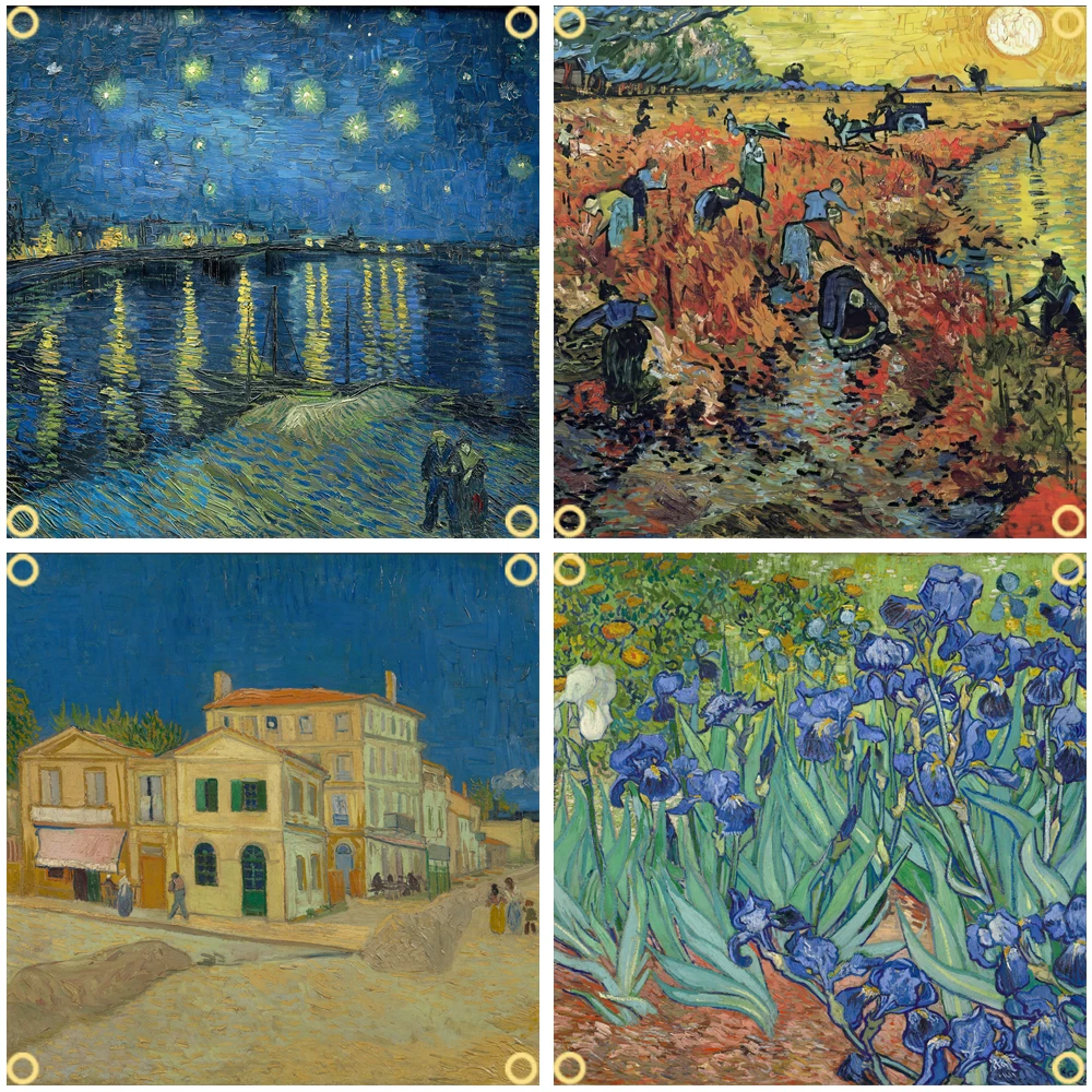 90x150 Звездная ночь над Роном желтый дом Винсент Ван Гог 2 флаг искусство Полиэстер Печатный гобелен для декора