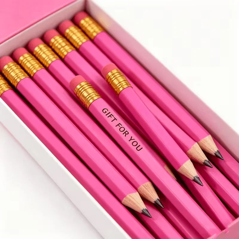 20Pcs/40Pcs/60Pcs/80Pcs Customizable Personalized Elegant Rose Red Mini Pencils with Erasers That Can Be Laser Engraved with Names and Dates - Perfect Gifts for Back-To-School Season, Ideal for Teen Parties, Wedding Gi