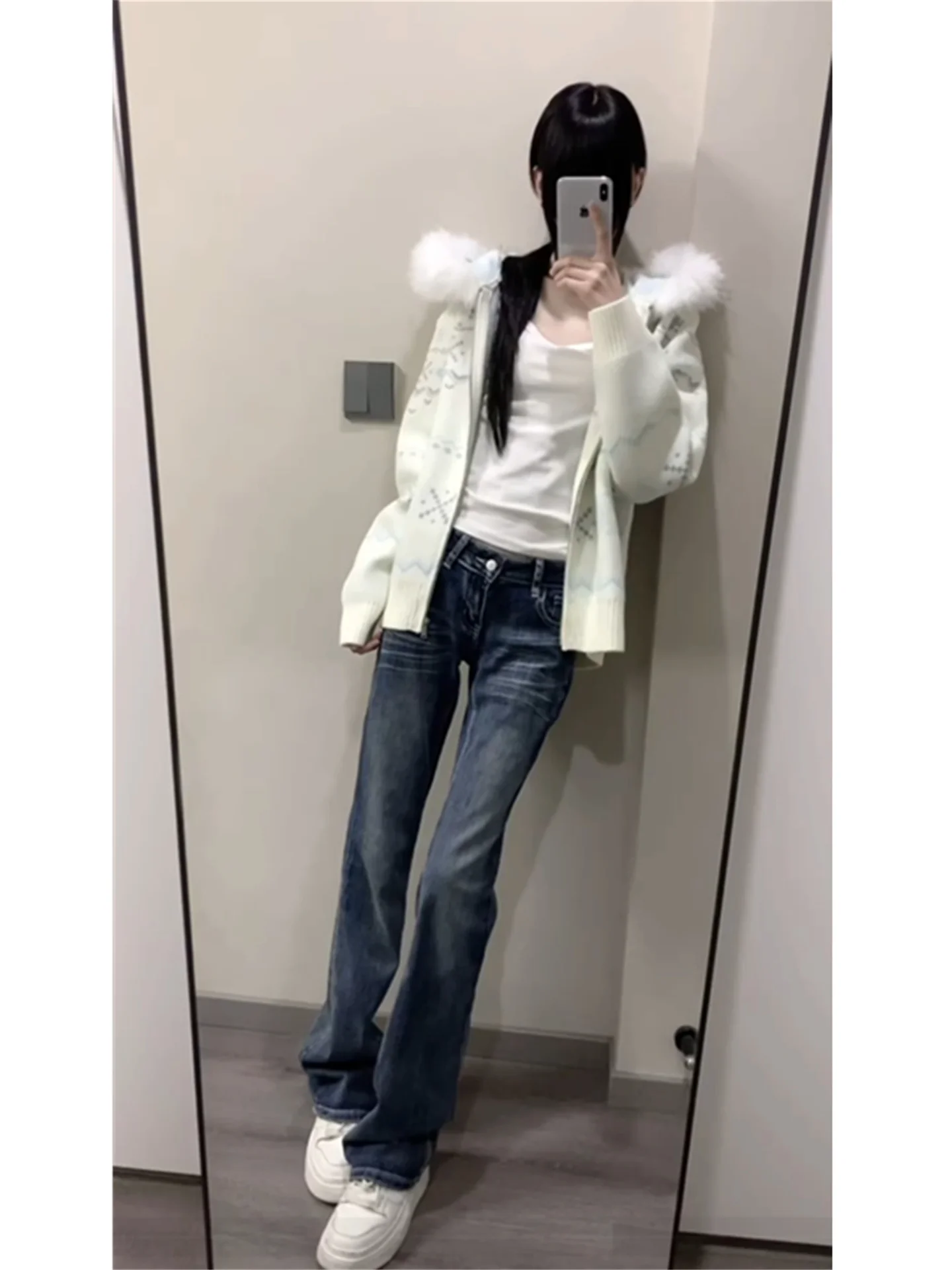 

Американские винтажные джинсы-клеш с низкой талией для женщин, весенние, облегающие, удлиненные, больших размеров, из денима, повседневные, хлопковые