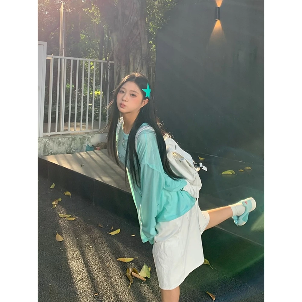 تي شيرت نسائي بأكمام طويلة تي شيرت نسائي صيفي قطني بحاشية فضفاضة مهواة سريعة الجفاف ملابس خروج نسائية متعثرة #4