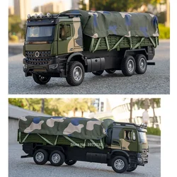 1:35 Military Transport Truck Toy Car Model Alloy Diecast 2 Doors Opened Vehicle with Light Sound Pull Back Car for Kids Gift