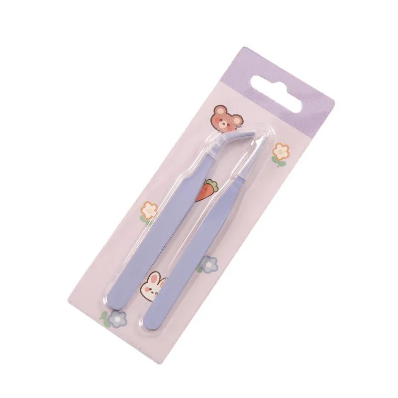 JCAC 2-Piece Stainless Steel Tweezers Set, Macaron Colors, Straight & Curved Tips, for Journal DIY, Sticker Crafts & Eyelash - view 6