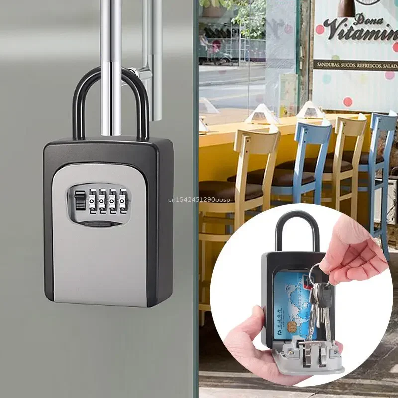 Outdoor Key Lock-Box Wand Montiert Aluminium Legierung Schlüssel Sicher Wetterfeste 4 Bit Kombination Schlüssel Lagerung Lock-Box Indoor