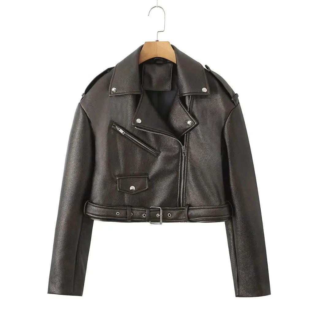 Slim Leather Women's Short Coat PU Jacket Korean Motorcycle Style Spring Fashion Outerwear for Ladies