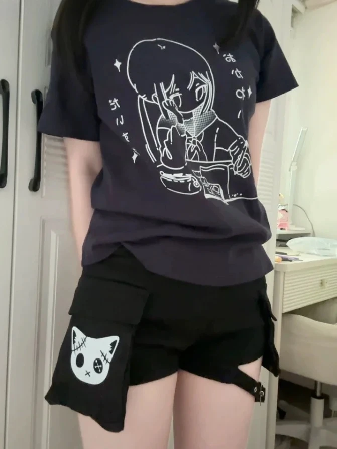 

Summer New Original High Waist Short Pants for Women Japanese Style Versatile Sweet Spice Girl Black High Waist Shorts