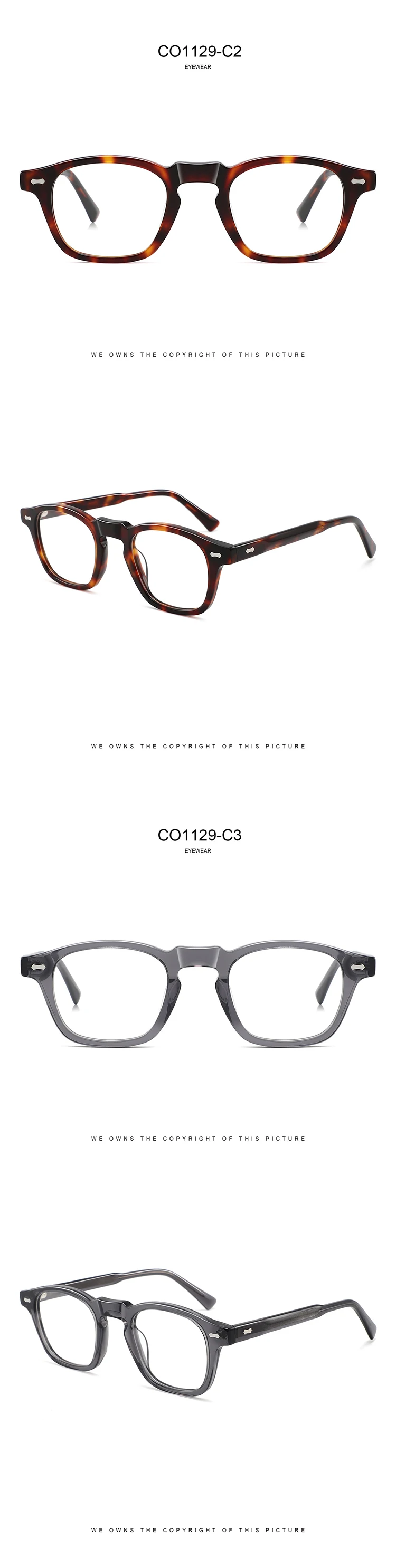 ALICIA Acetat Mode Retro Brillen Polygon Spektakel Optische Verordnung Rahmen Mann Frau – Detail 6