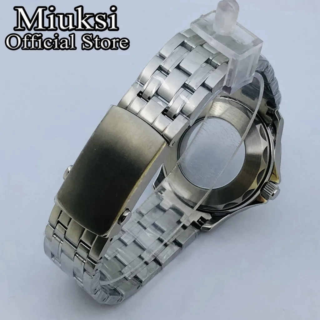 Miuksi 41mm silver watch case ceramic bezel sapphire glass fit NH35 NH36 NH34 movement