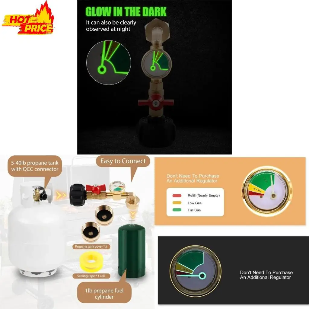 

Metal Propanes Connectors Quick Connecting Fitting with Pressure Gauge