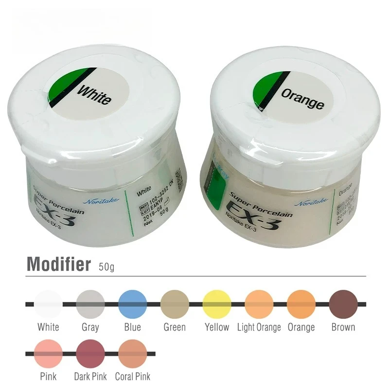 1PCS Dental EX-3 Modifier Ceramic Powder 11 Colors Dentistry 50g Metal Porcelain Powder Super Porcelain Dental Material