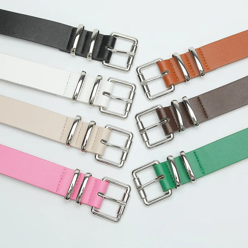 

1 PCS Women Fashion Casual Belts Black White PU Leather Waistband For Jeans Decorative