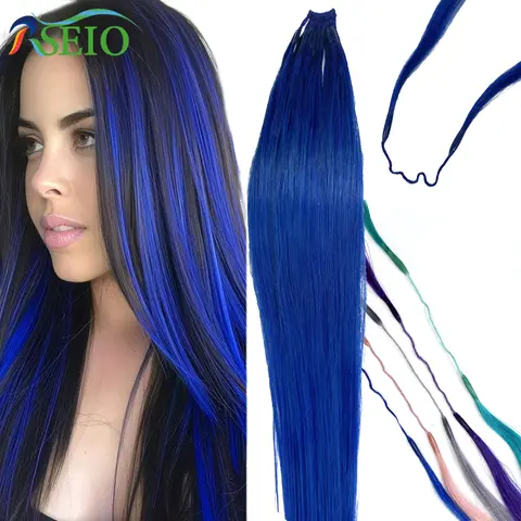 RESIO-extensiones de cabello de doble palo I Tip, Cabello 100% Real de fusión humana, fácil de dibujar, Color púrpura, azul, rosa, gris, 20 pulgadas