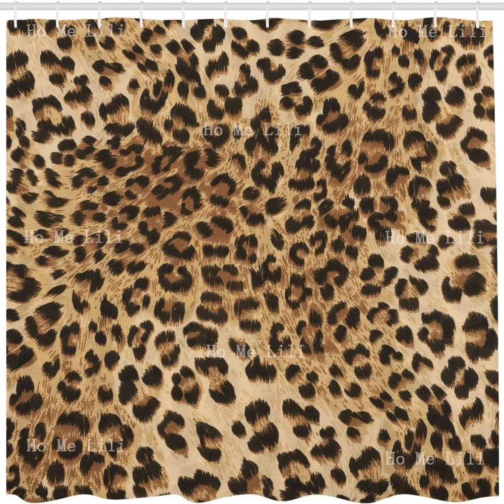 

Leopard Print Shower Curtain Skin Pattern Of A Wild Savannah Animal Powerful Panther Big Cat Fabric Bathroom Decor