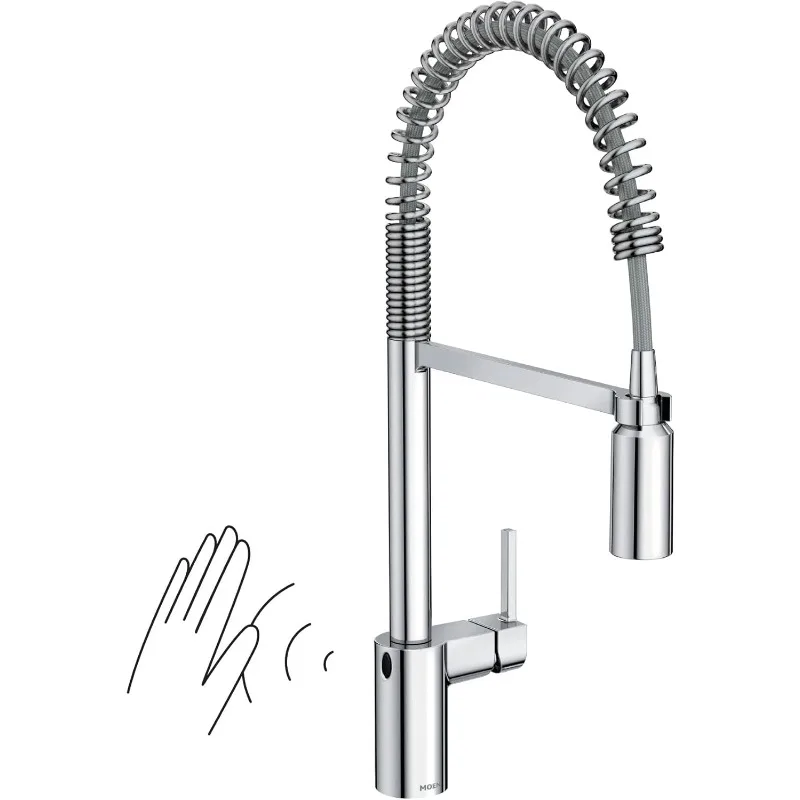 

Align Chrome Motionsense Wave Sensor Touchless One-Handle High Arc Spring Pre-Rinse Pulldown Kitchen Faucet with Sprayer Head