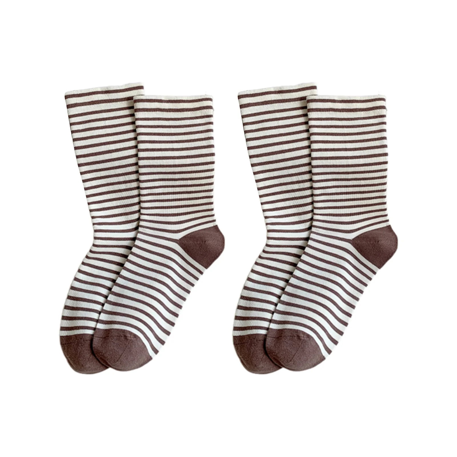 Versatile striped mid-calf women's socks 6-color combination (coffee/green/red/navy blue/black/khaki)