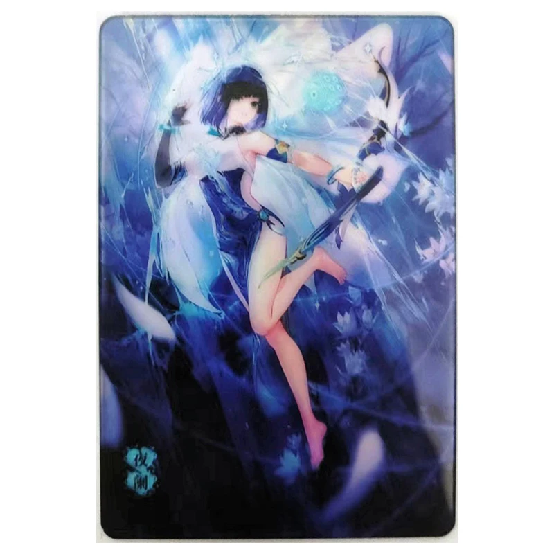 Anime Goddess Story Rare 3D Projection Refraction Foil Card Raiden Shogun Rem Yelan Toys for Boys Collectible Card Birthday Gift