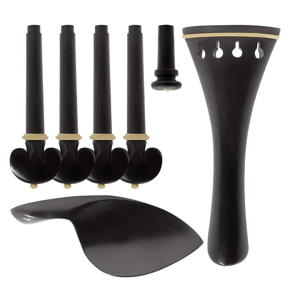 

1 set Ebony Violin AccessoriesTuning Pegs Tailpiece Chinrest Endpin Durable Easy Install Refined Workmanship Musical Instruments