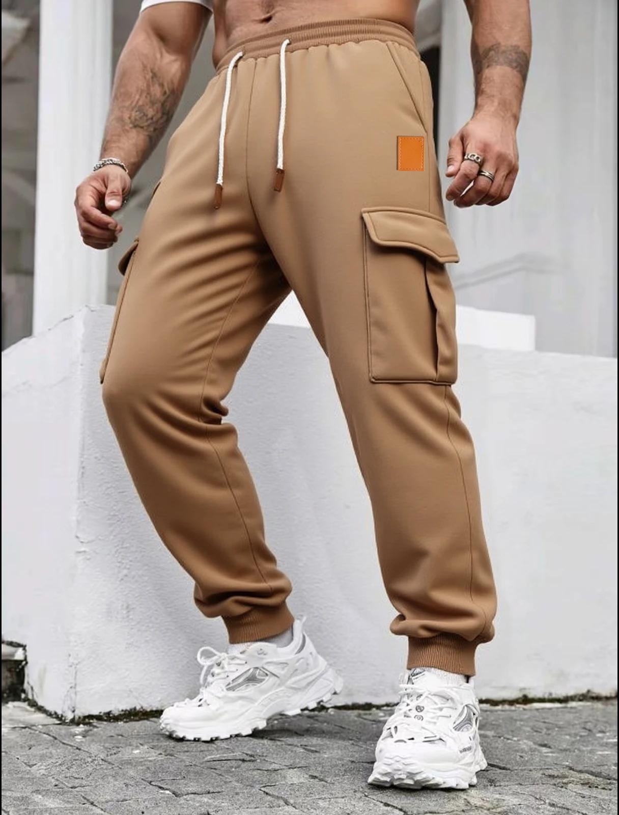 

New men's workwear casual pants - high-quality thick pants with fashionable multiple pockets and elasticized cuffs.