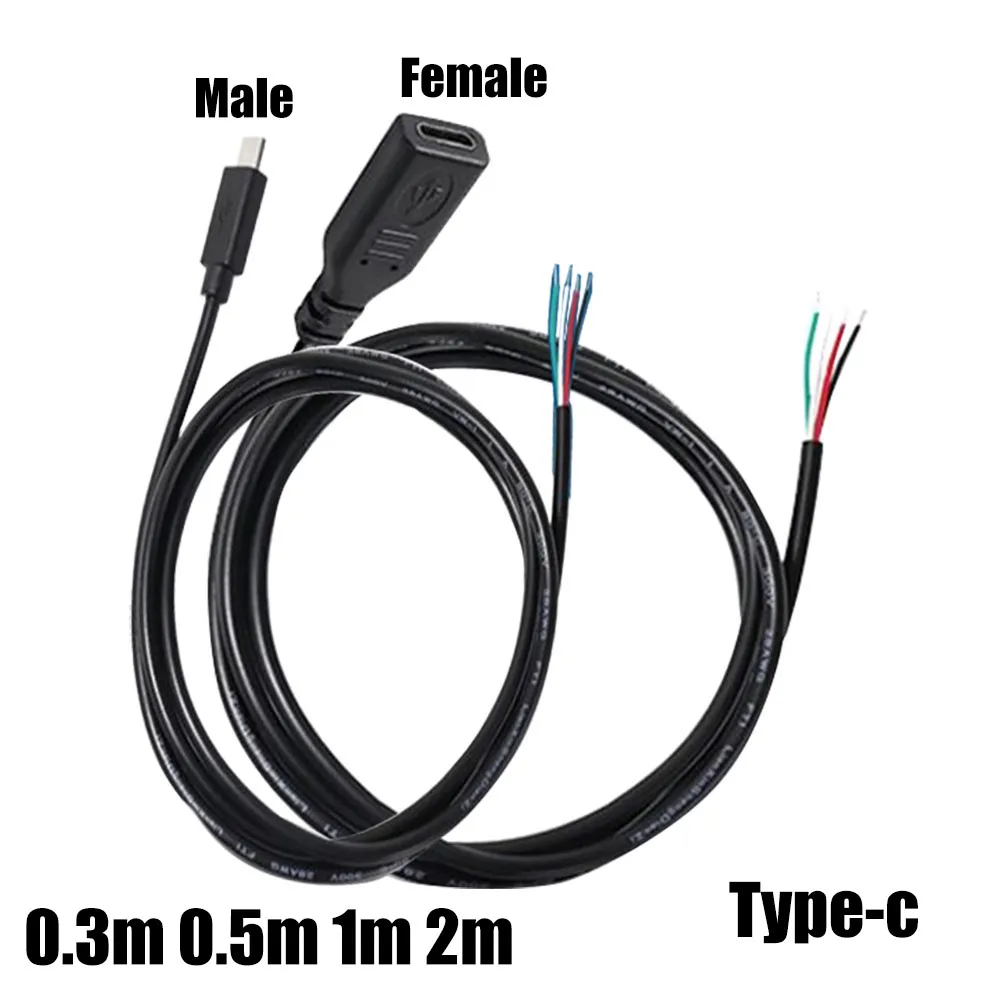 

USB A TYPE-C Female Male 4 Pin Wire Jack Charger Cord Extension Connector DIY 5V 2/4-core Line Power Supply Date Cable 2 Pin