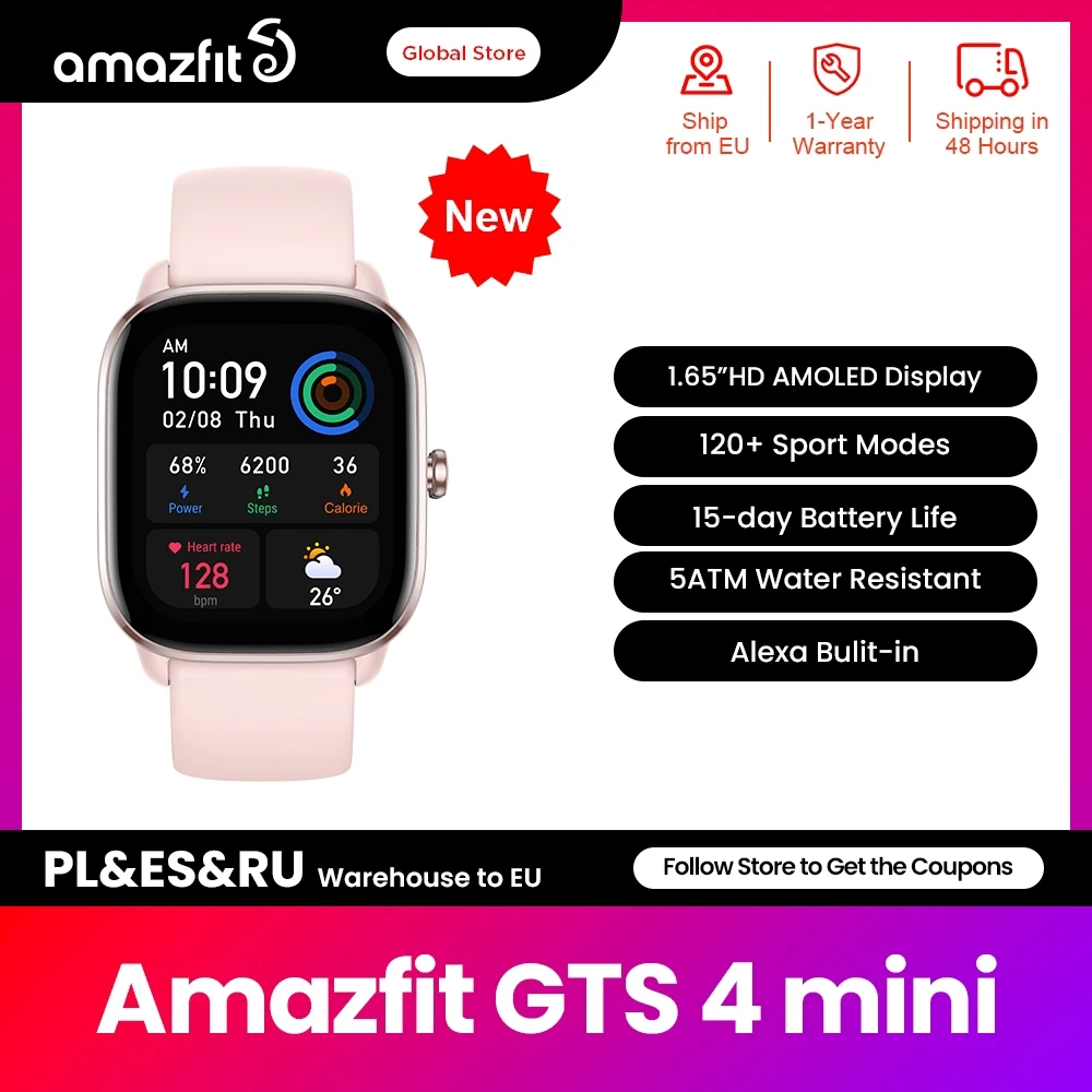 [Ship From Russia] Amazfit GTS 4 MINI Smartwatch 120+ Sports Modes 24H Heart Rate Smart Watch Monitoring For Android IOS