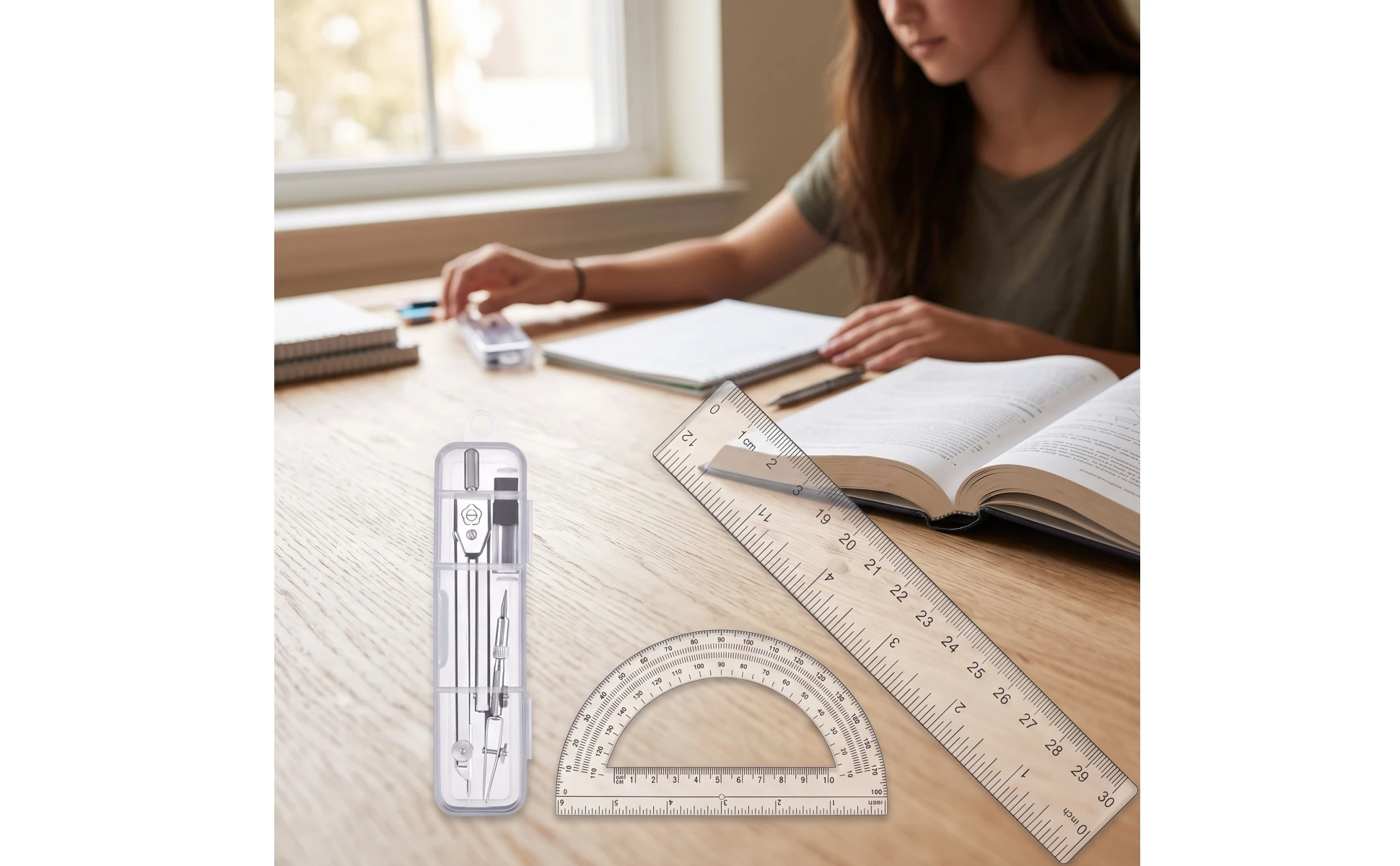 Geometry Tool Kit Clear Geometry Set with Case Compass Set with Case Portable Drawing Tool Kit Compact for Students, Schoolwork Geometry Tool Kit Clear Geometry Set with Case Compass Set with Case Portable Drawing Tool Kit Compact for Students, Schoolwork