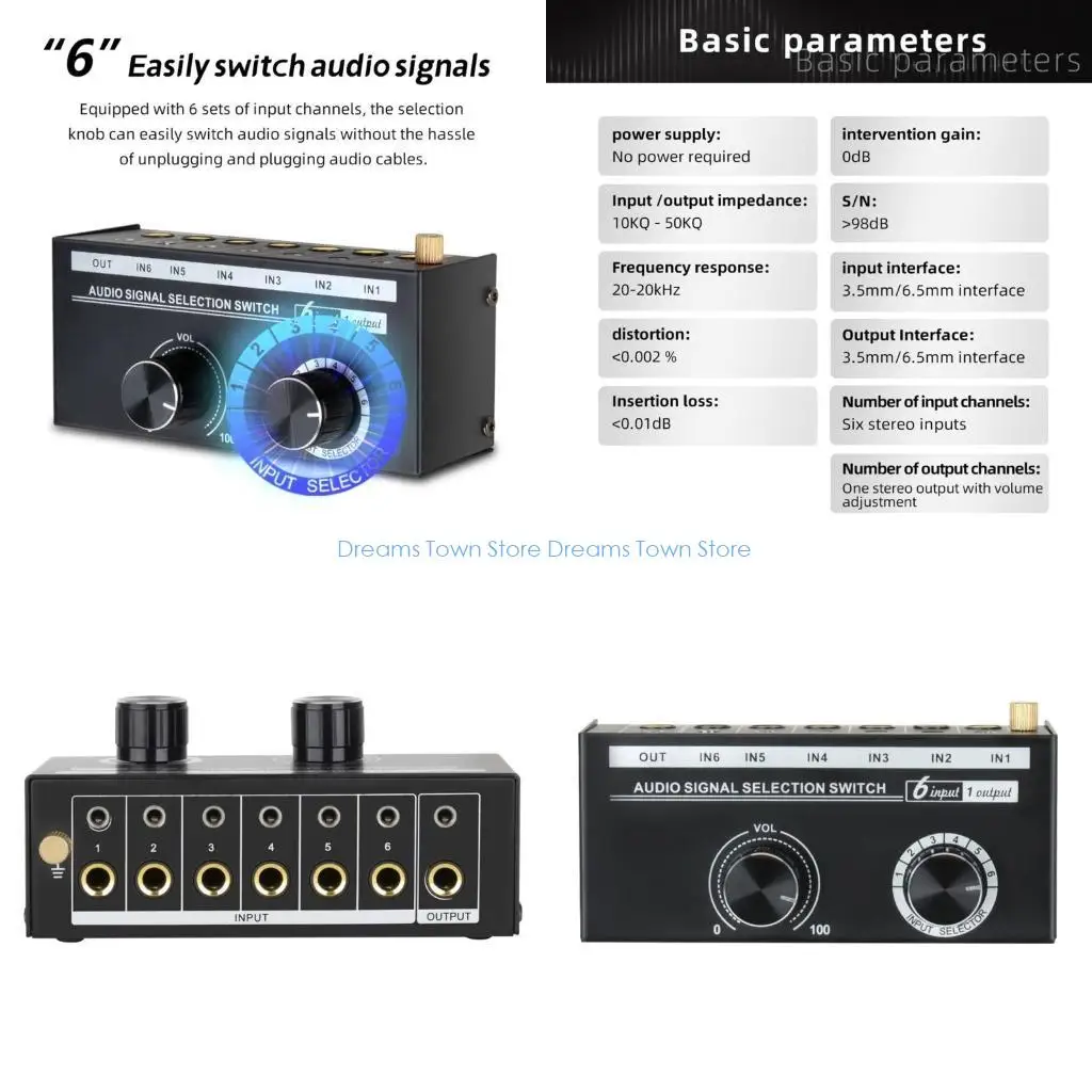 HX6A, удобный для пользователя 6channel Audios Selecter для точного использования корректировки