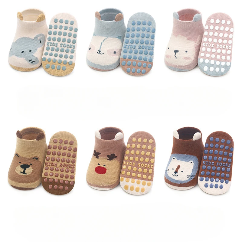 Autumn Winter Cartoon Baby Boys Girls Anti Slip Boat Socks Cute Fashion Infant Floor Socken Warm Breathable Newborn Short Socks