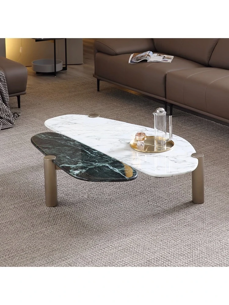 Marble Coffee Table Minimalist Special-Shaped Villa Large Flat Floor Designer Model Light Luxury High-End White Living Room Home