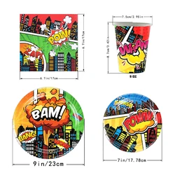super hero plate paper cup paper towel kid's Disposable Tableware birthday party supplies baby shower popcorn box paper bag