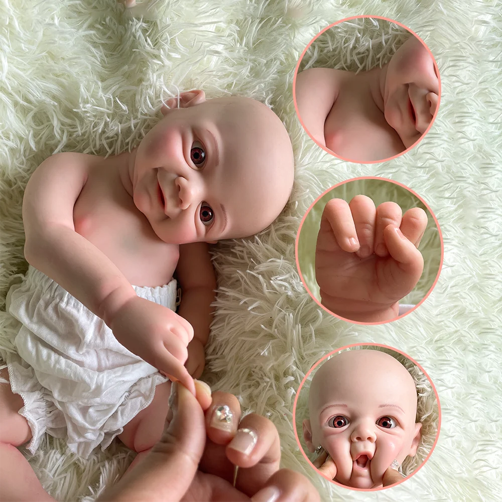 

Handmade Painted Full Body Silicone Soft Lifelike Newborn Baby 17" 43cm Flexible Reborn Girl Doll Collectibles Toys