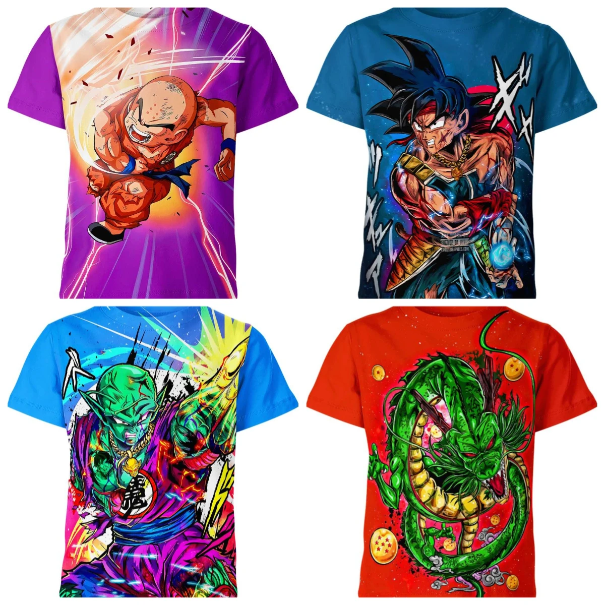 

Лето 2025 г., хит продаж, новая футболка из серии аниме Dragon Ball, 3D модная повседневная уличная дышащая футболка с короткими рукавами и круглым вырезом