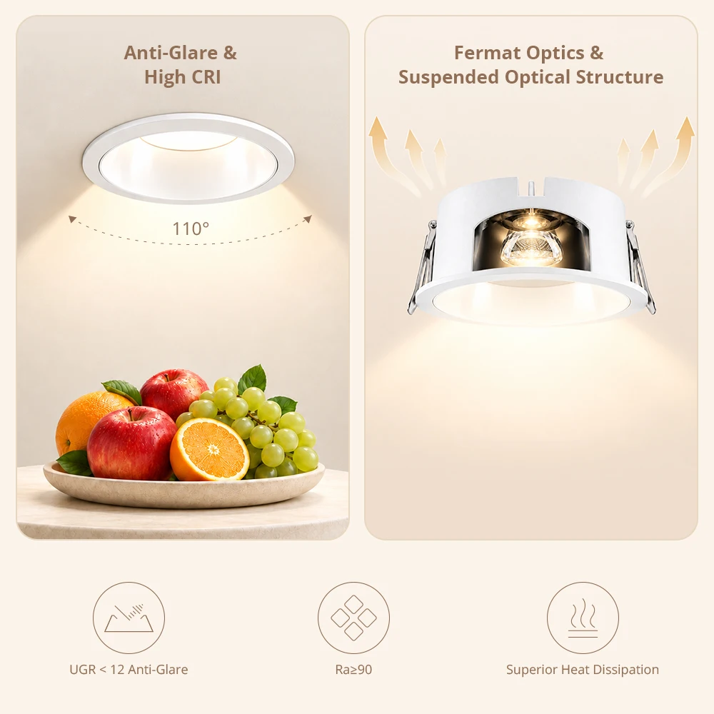 Zemismart Matter WiFi Smart LED Downlight RRGBCW 9W 12W Anti-Glare Dimmable Lamp Work with HomeKit Alexa Google Home SmartThings