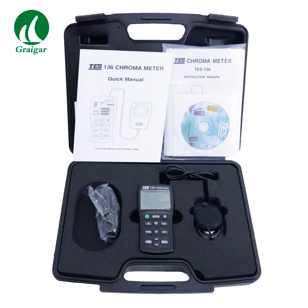 

TES-136 Digital Chroma Meter Illuminometer Meter With Data Logger Function TES136