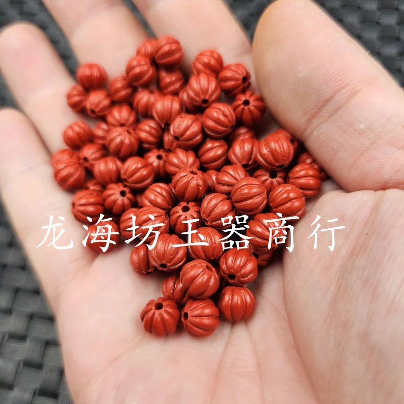 1pcCinnabar Pumpkin Beads Jade Scattered Beads Red Sand Melon BeadsdiyBracelet Necklace Accessories Beads Wholesale