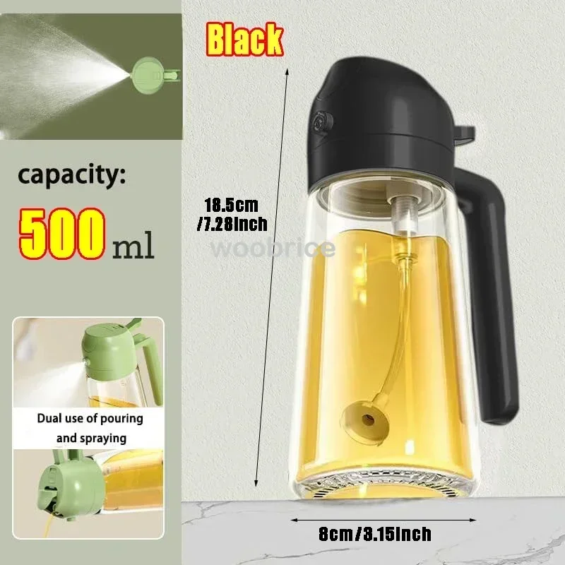 2in1 500ml 유리 오일 분무기 오일 스프레이 병 오일 탱크 바베큐 주방 베이킹 바베큐 피크닉 주방 도구 비즈니스