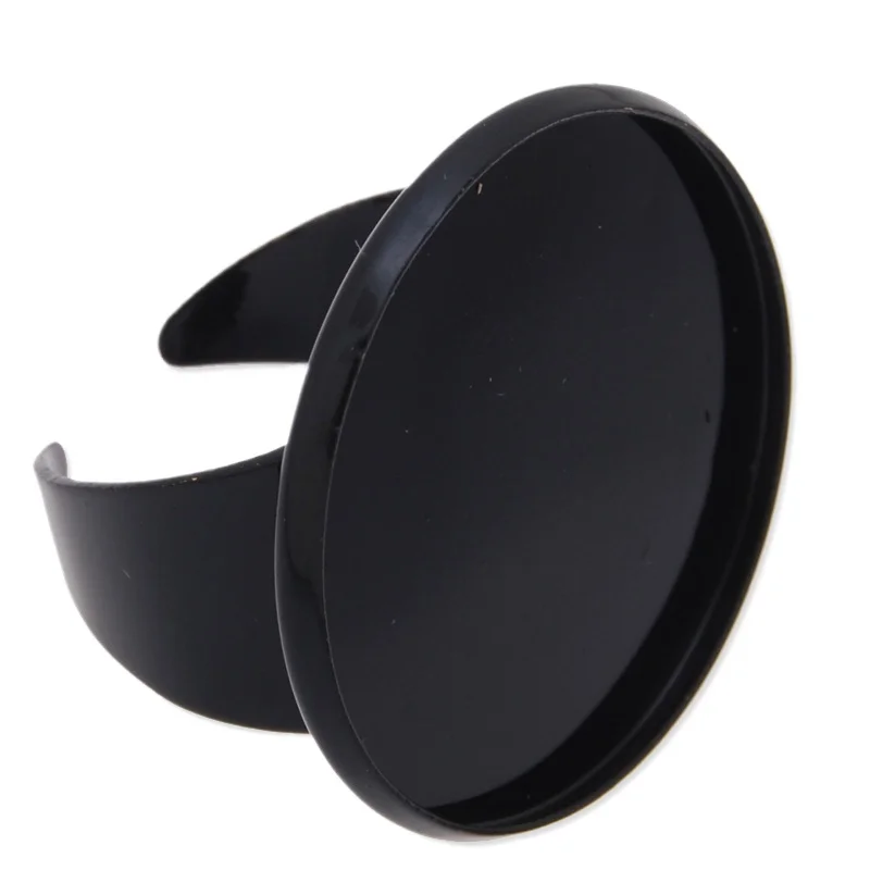

25mm Round Adjustable Black Plated Ring Setting Bezel Ring Blank Setting Sold 20pcs/lot-C4303