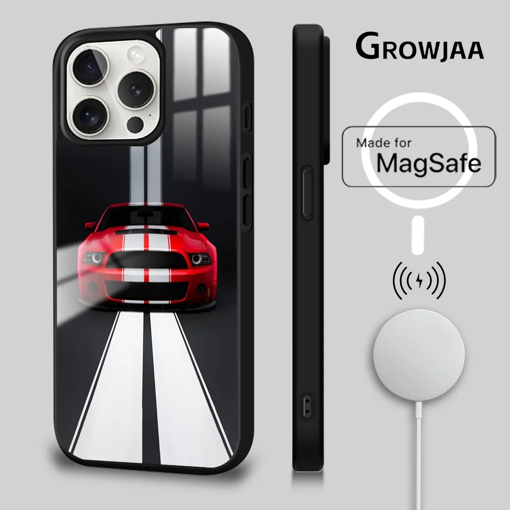 Cool Cars M-MustangS Phone Case For iPhone 16 15 14 13 12 11 Pro Max Plus Mini Magsafe Mirror Wireless Magnetic Cover