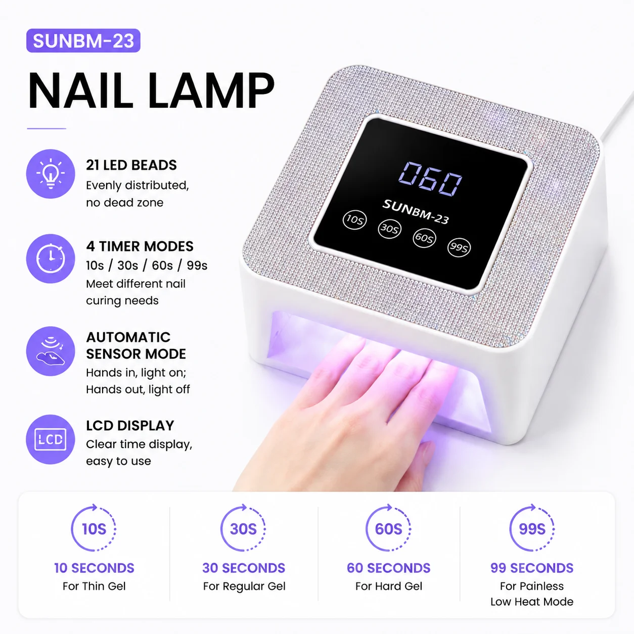 

Professional Nail Dryer 24 UV LED Nail Lamp Fast Curing Gel Nail Polish Curing Lamp LCD Screen with Timer Manicure Salon Tools