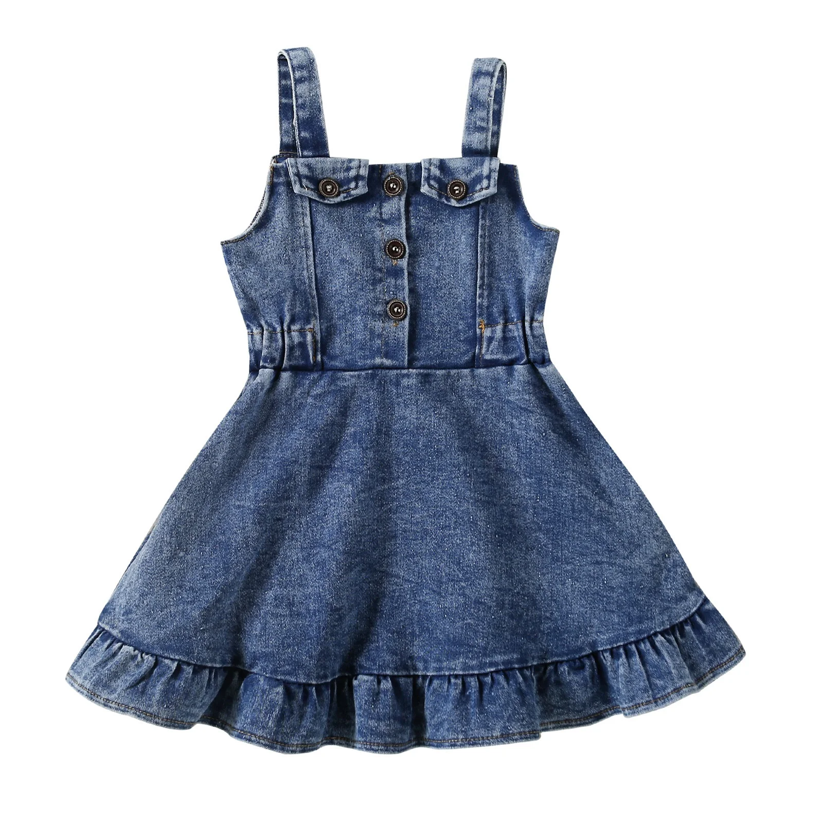 white christmas dresses Girls Bow Printed Denim Dress