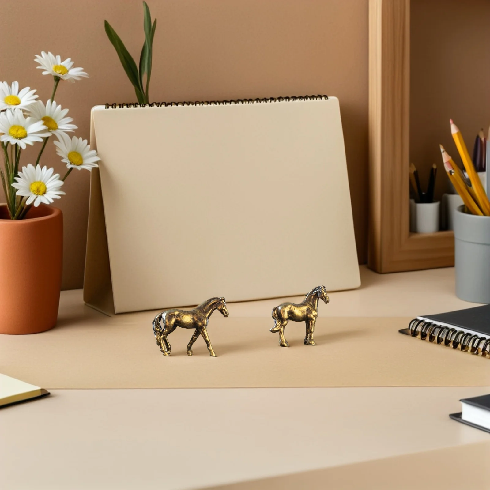 

4pcs Miniature Brass Horse Figurines Set Vintage Metal Animal Sculpture For Desktop Home Decor Chinese Zodiac Feng Shui Ornament