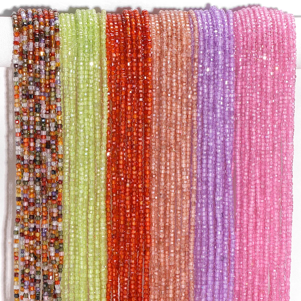 2.5mm Natural Zircon Stone Bead Purple White Pink Square Shape Cube Loose Spacer Beads For Women Necklace Bracelet Handmade DIY