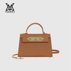 VGOOCI dames lederen tas koeienhuid tas luxe kleine ketting flip cover mini schoudertas voor dames designer luxe handtas