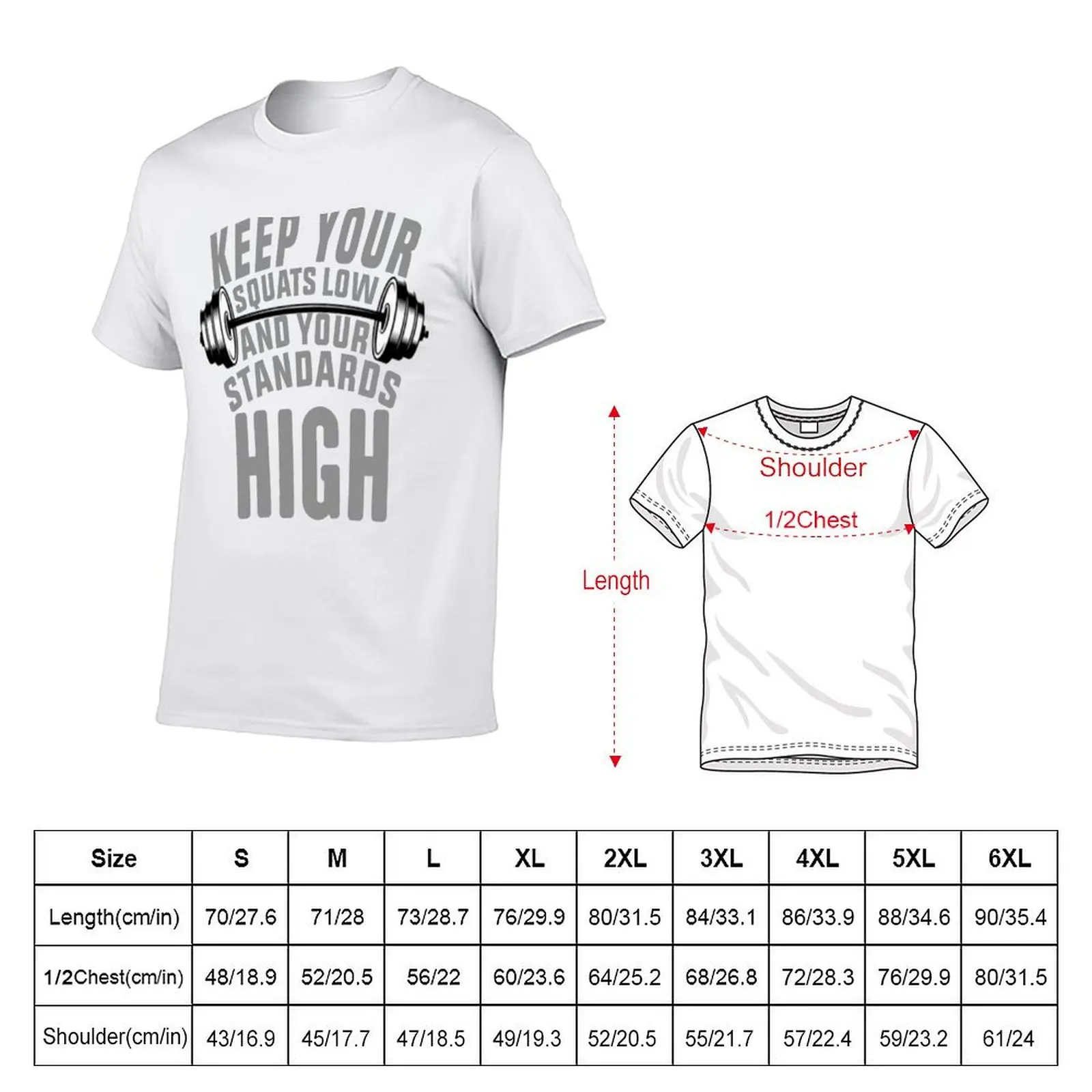 Low Squats High Standards T-Shirt Basic Solid Color Short Sleeve Cotton Top