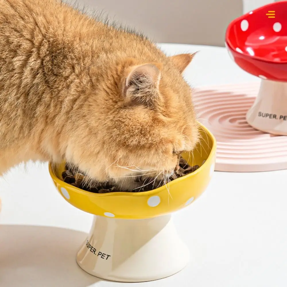 

Ceramic Mushroom Cat Bowl Creative Cute Dog Food Feeding Basin Non-slip Multi-use Pet High Foot Bowl Water Container